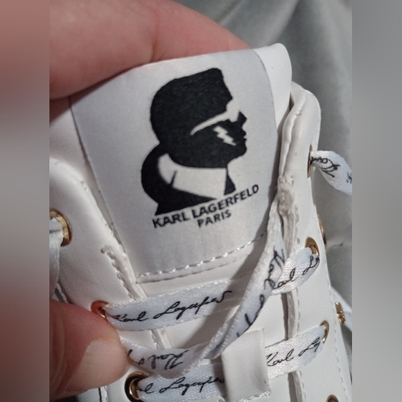 NWOT Karl Lagerfeld Paris Cordelia Leather Mule White Ladies 8.5 Embellished - Picture 6 of 11